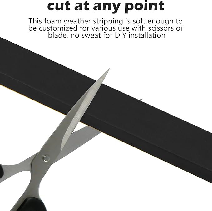 ToLanbbt Black Door Window Weather Stripping Self Adhesive Foam Tape High Density Foam Sealing Strip Window Insulation Weatherproof Gasket Tape 1" Wide X 1/4" Thick, 16.5 Ft X 2 Rolls, Total 33 Feet