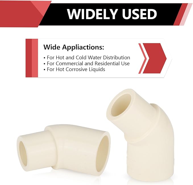 25-PACK EFIELD CPVC Street Elbow,3/4" Spigot x 3/4" Slip 45-Degree Elbow Fitting,(CPVC011-25)