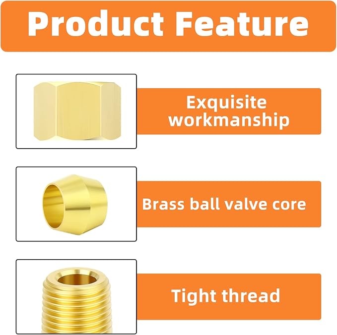 GASHER 10PCS Brass 90 Degree Elbow Compression Tube Pipe Fitting Connector, 1/8" Tube OD x 1/8" NPT Male Connector