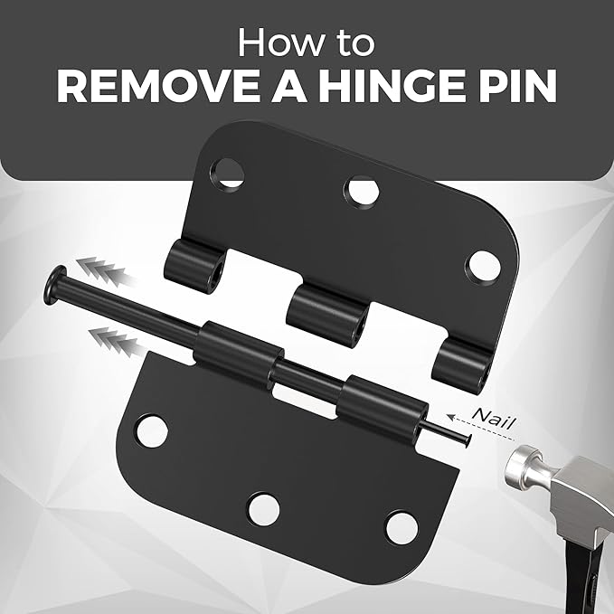 30 Pack Rounded Black Door Hinges Matte 3.5 Inch 5/8" Radius Interior 3 1/2 Inch Flat Iron Bifold Residential Standard Bedroom Interior Exterior and Closets Doors 3 ½"x 3 ½" Heavy Duty Hardware