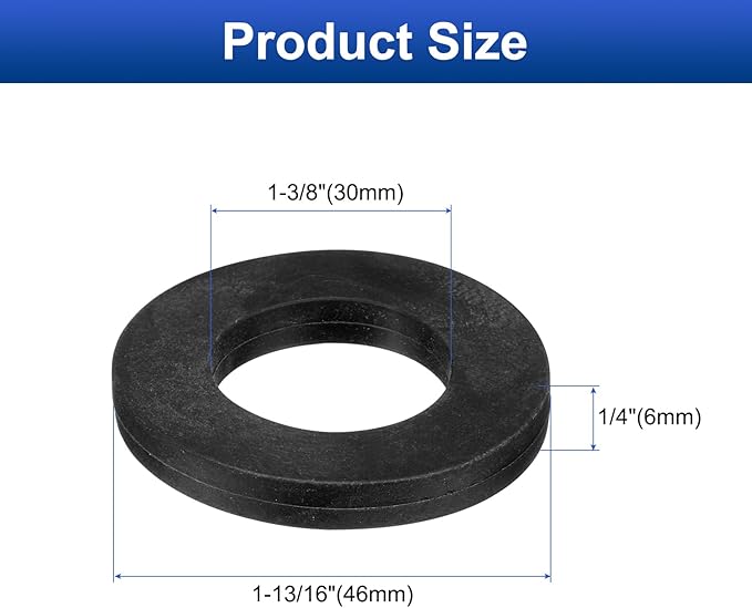uxcell 12 Pcs Solid Nitrile Rubber Flat Washer DN32 1-13/16" OD x 1-3/8" ID x 1/4" Thickness Large Washers O Ring Sealing Gaskets, Industrial Flat Rubber Spacer, Black
