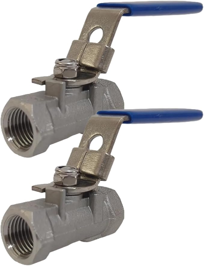 2Pcs 1/4'' Stainless Steel 304 Ball Valves, NPT Female Full Port Ball Valve Heavy Duty Shut Off Valve for Water, Oil, and Gas with Locking Device, NPT Female