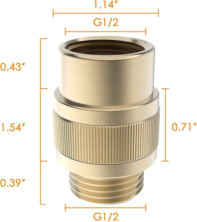 Shower Head Shut Off Valve, Shower Flow Control Valve Brass Shut Off Valve for Handheld, Dual Shower Faucet, RV Hose Flow Restrictor, Brushed Gold