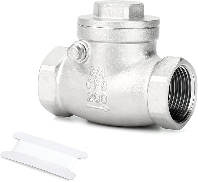 TAISHER 1PCS 304 Stainless Steel 3/4" NPT Female Swing Check Valve，Backflow Prevention, One Way Check Valve CF8 WOG 1000