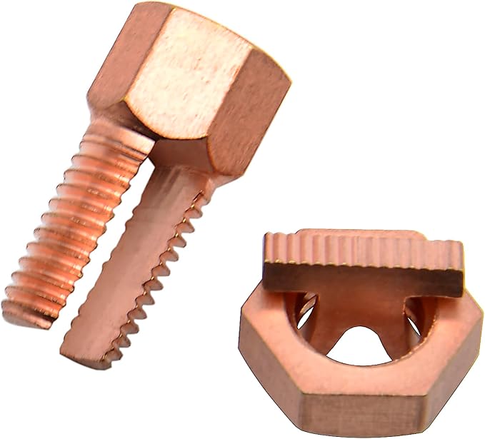 FDXGYH 4 Pack Grounding Split Bolt Connector Copper Grounding Clamps Bolt Connection Clamp for Completing Ground Bonding to Bare Wires TJ-16