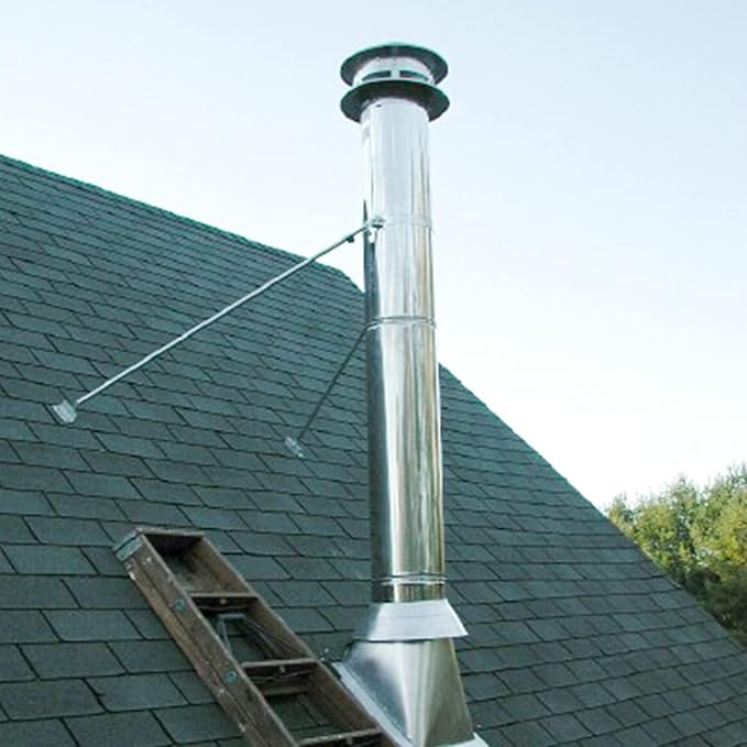 6" Extended Chimney Stove Pipe Roof Bracket Support, Stainless Steel Chimney Pipe Roof Support for Stove Pipe, Adjustable Chimney Pipe Bracing, Stability Against Wind & Snow