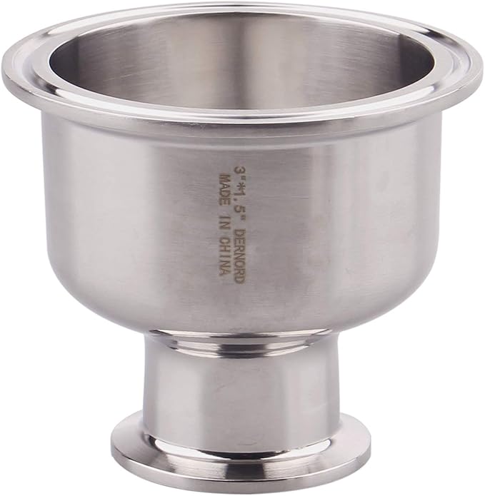 DERNORD Tri Clamp Bowl Reducer Sanitary Fitting Stainless Steel 304 (Tri Clamp Size: 3 inch x 2 inch)