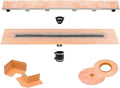 All-in-one Waterproof Linear Shower Drain Kit with 40 Inch Center Outlet Channel Body (KL1V60E100) and Drain Grate Assembly (Cover) in Tileable Design(KL1DRE100)