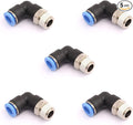 CEKER 10mm Tubing x 1/4" Npt Male Thread Elbow 90 Degree Push to Connect Fittings Air Fittings Pneumatic Quick Connect Fitting Airlines Push In Connectors Tube Fittings 5Packs