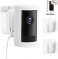 No Drill Wall Mount for Ring Outdoor Cam Plus, Adhesive Indoor Camera Mount with Strong Tape and Screws, Two Ways Easy Installation, 2Pack(White)