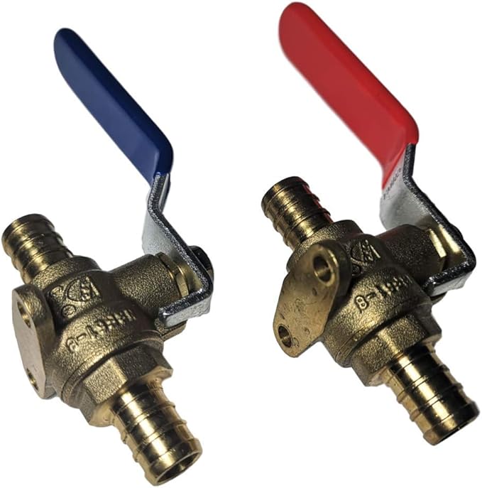 2 Pieces XFITTING 1/2" Pex Ball Valve with Drop Ear Hot and Cold.