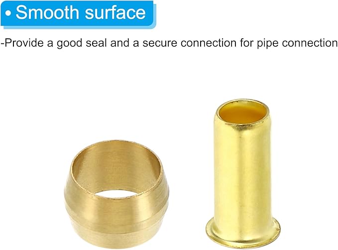PATIKIL Brass Compression Sleeves Ferrules for 5/16 Inch OD Hose Tube, 20 Pack Brass Ferrule Brass Compression Insert Fitting Assortment Kit for Air Water Gas Pipe