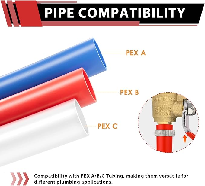(Pack of 2) EFIELD 3/4 Inch Barb Crimp Pex Brass Full Port Shut-off Ball Valve for Plumbing Application, Red Level, Brass UPC Certified,(VALVE174)