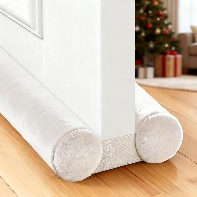 Under Door Gap Filler,Door Draft Stopper for Bottom of Doors,Weather Stripping Door Bottom Seal,Adjustable Door Sweep Draft Seal Block Dust,Light, Hot Air and Drafts,30" to 36" White