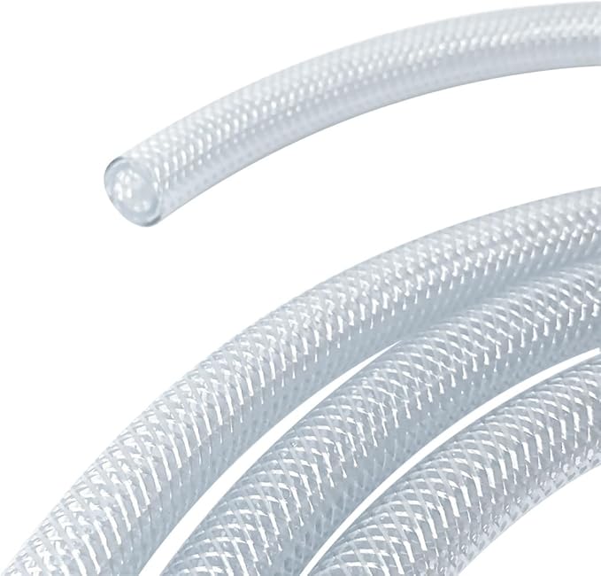 Gloxco Clear Braided PVC Tubing, Food Grade, Heavy Duty Reinforced Hose, 3/8" ID, 100 Ft Length