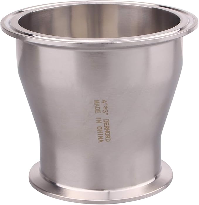 DERNORD Sanitary Fitting Reducer Fitting SUS304 Tri Clamp Ferrule Style 4" Tube OD to 3" Tube OD