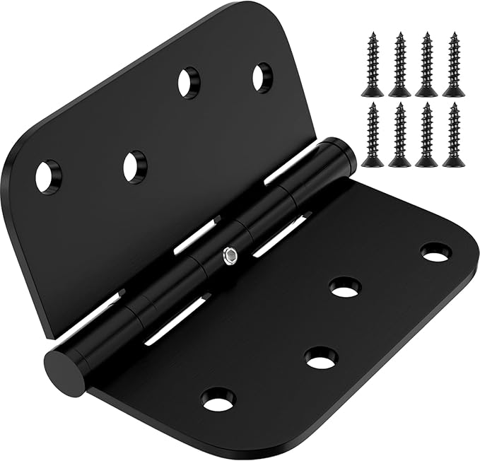 3-Pack Stainless Steel Hinges, Exterior Door Hinge, Ball Bearing Door Hinge, 4 inches, 5/8 inch Rounded Corners, Heavy-Duty Hinge for Commercial Indoor and Outdoor use
