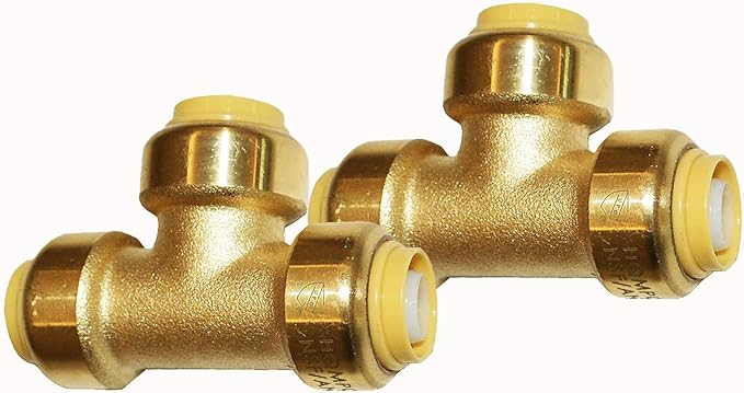 HQMPC Pex fitting 3/4" Push Fit Plumbing Tee, Pex Fititng Push-to-Connect Plumbing Fittings, PEX, CPVC, No Pb (2PCS, 3/4 Inch)
