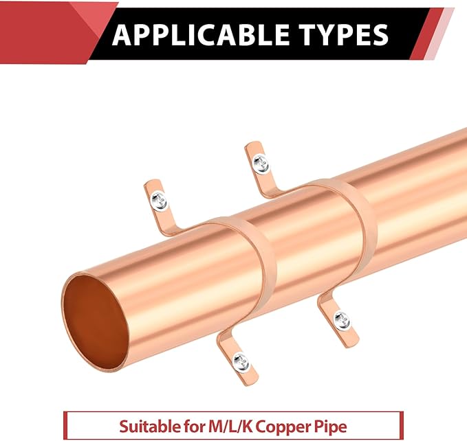 5-Pack EFIELD 1-1/2-Inch Copper Pipe Straps, Two-Hole Clamp Mount, Copper Made,(COPPER128)