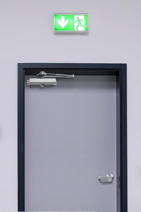 Brinks Commercial Heavy Duty UL Listed Door Closer, Aluminum Finish - Commercial Door Hardware for Offices & Buildings
