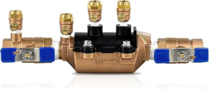 34-350 3/4" 350 Double Check Backflow Preventer, 3/4 Backflow Valve, Double Check Valve Assembly, Prevent Backpressure and Backsiphonage