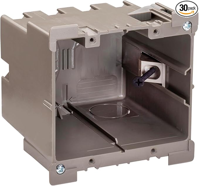 SmarToggle Two Gang Retrofit Wall Box – Old Work Electrical Box for Stud or No-Stud Mount | 1-1/2" Toggle Depth | Smart Device, Switch, or Outlet Dual Mount PC Wall Box, 30-Pack