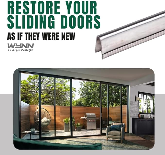 Stainless Steel Sliding Door Track Cover for Repairing Worn or Damaged Glass Doors and Horizontal Windows - Patio Glass Door Track Replacement (4 Feet, 2 Pack)