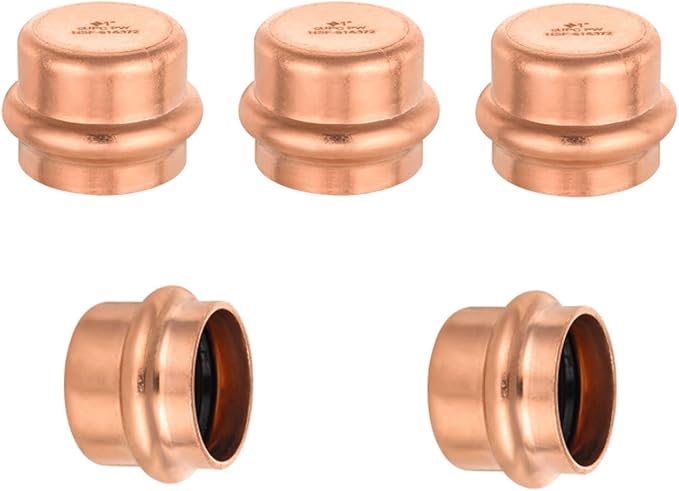 5-Pack GUOFIS Copper Press End Cap, 1" x 1" Plug Fittings for Copper Tube Connection with Stop(PRESS021)