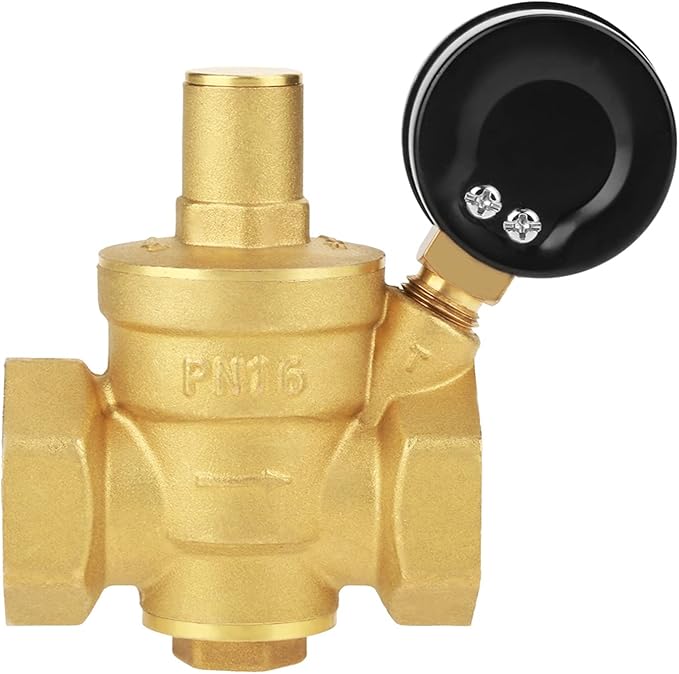Pssopp DN25 Brass Pressure Regulator Valve with Adjustable Knob, Piston Structure for Water Pressure Reducing, 1.6Mpa Inlet Pressure