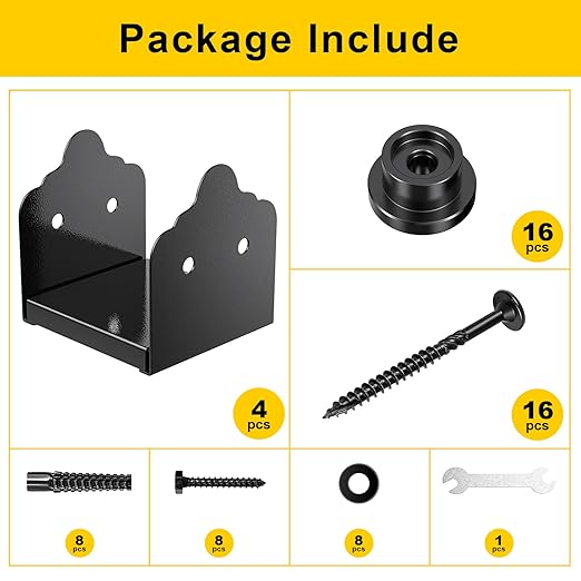 6x6 Post Base, 4Pcs Stainless Steel Adjustable Post Anchor Bracket (Internal 5.5 x 5.5), Adjustable Post Base for Pavilion Deck Porch Handrail Railing Support Decorative Anchor Plate