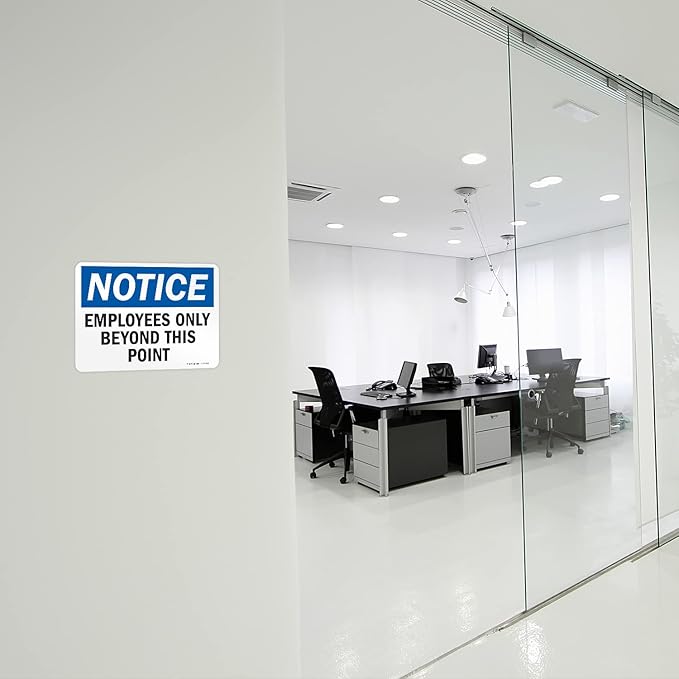 SmartSign “Employees Only Beyond This Point” Labels | 7" x 10" Laminated Vinyl Sticker with Heavy-Duty Adhesive (Pack of 2), Made in USA
