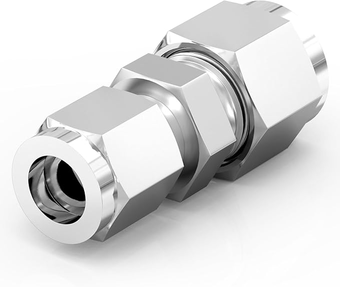 TAISHER 5PCS 304 Stainless Steel Compression Tube Pipe Fitting Connector, 1/4" Tube OD x 1/8" Tube OD Straight Adapter