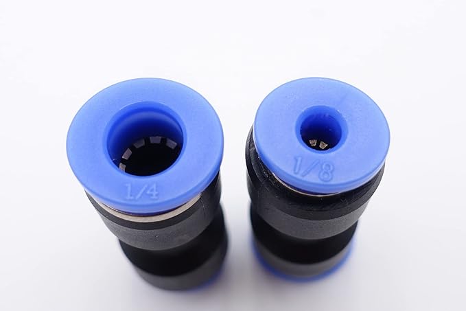 Push to Connect Fitting 1/4" Tube OD x 1/8" Tube OD Reducer, Pneumatic Air Water Straight Union Two Way Connector/Coupler (Pack of 5)