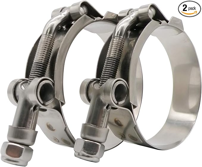 ROADFORMER 41mm - 47mm T-Bolt Hose Clamp - Working Range 1.62" - 1.85" for 1.75" Hose Outside OD, Stainless Steel Bolt and Band Floating Bridge and Nylon Insert Locknut (41mm - 47mm, 2 pack)