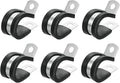 uxcell 3/4"(18mm) Cable Clamp, 304 Stainless Steel Rubber Cushioned Insulated R Shape Metal Clamp Tube Holder for Pipe Hose Wire Cord Installation 6Pcs