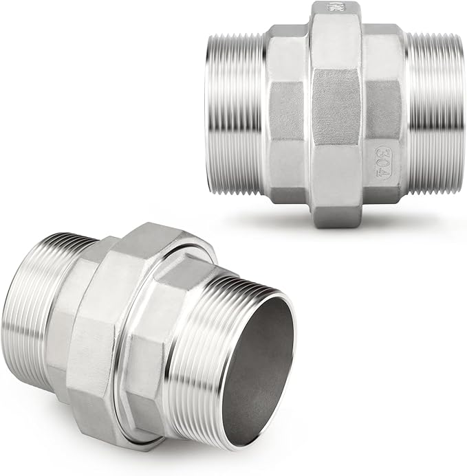 TAISHER 1PCS 304 Stainless Steel Union，4" NPT Male x 4" NPT Male Cast Pipe Fitting