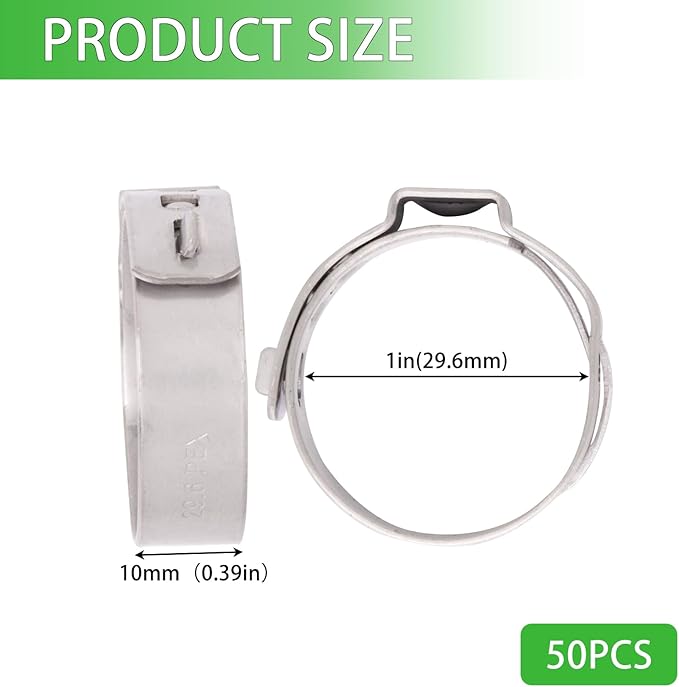 Stainless Steel 304 Pex Crimp Ring Clamp, Hose Pex Fitting Clamps (1 Inch, 50pcs)