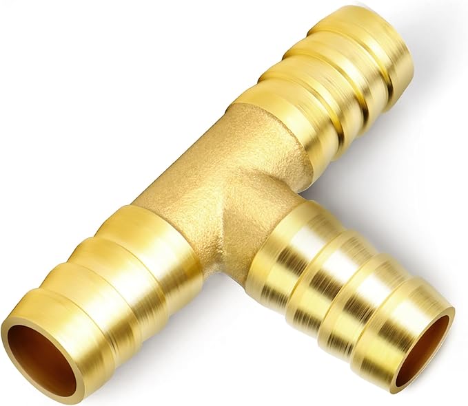 GASHER 20 Pieces Brass Hose Barb Tee, 3-Way Tee Hose Fitting (5/16" x 5/16" x 5/16" Hose Barb)
