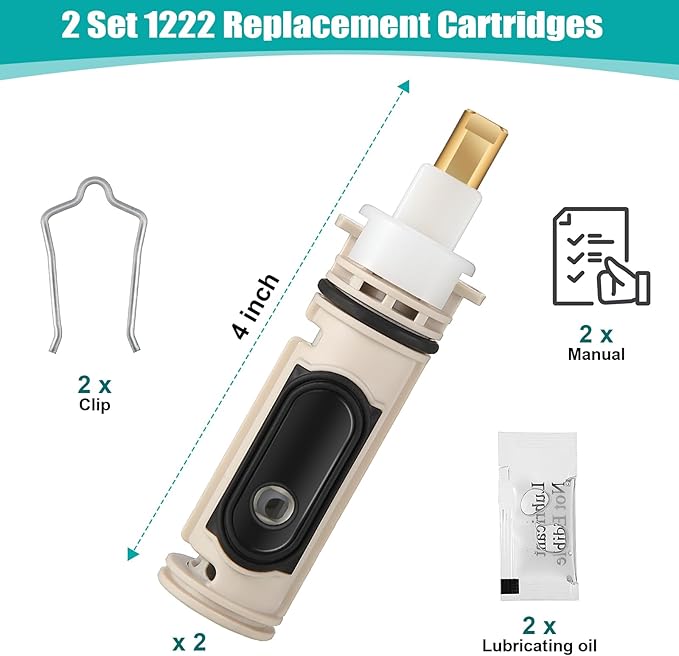 Enhon 2 Pack 1222 Replacement Cartridge Compatible with Moen with Puller, Tub Shower Cartridge Replacement Kit Compatible with Posi temp Faucet, Shower Repair Tool