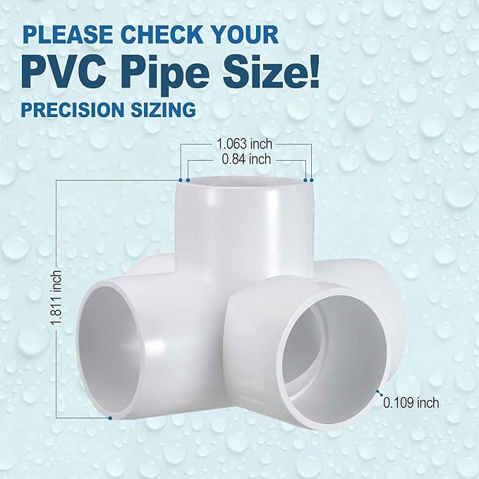 4 Pack 1/2" SCH40 PVC Elbow Pipe Fitting, 5-Way PVC Elbow Corner Side Outlet Cross Fitting, Furniture Grade Pipe Connectors for DIY Project, Pond Protection, Socket x Socket, White