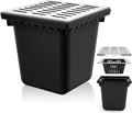 Catch Basin with 304 Stainless Steel Grate 18 x 18 x 15 Inch Square Large Catch Basin for Drainage with Debris Basket French Drain Without Reserved Hole for Yard, Downspout, Municipal Pipeline