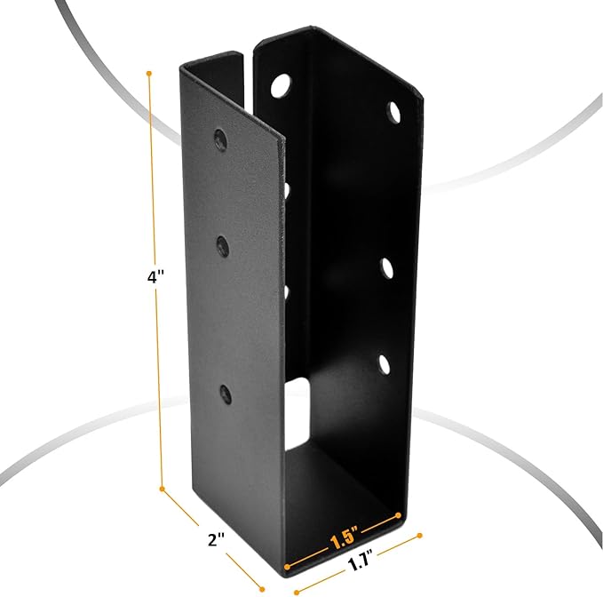 16 Pcs Upgraded Concealed Beam Hangers, 2"x4" Outdoor Concealed Flange, Q235B Steel Frame Bracket, Railing Bracket for Beam, Swing, Handrail, Fence 2"x4" (Black)