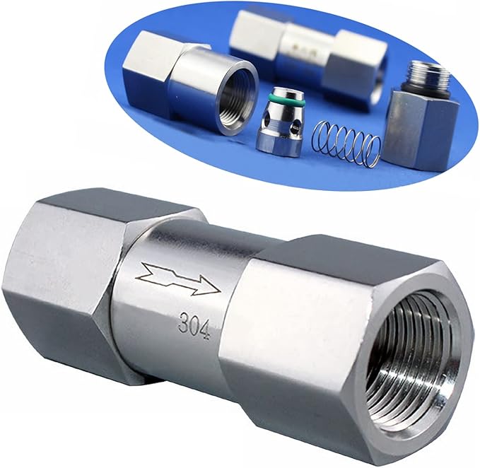 1/8 1/4 3/8 1/2 Inch G Female Thread 304 Stainless Steel Check Valve One Way Non-Return Valve for Water Oil Gas Check Valve(1/2 Inch)