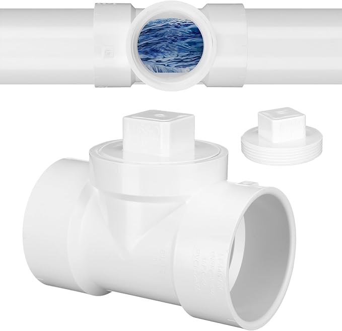 3" Hub x 3" Hub x 3" PVC Dwv Pipe Fitting Cleanout Tee with Plug Sewer Cleanout Adapter with NPT Female for Drainage Piping, Ventilation and Other System Drain