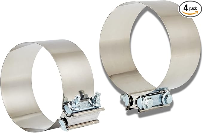 Butt Joint Band Clamps,Exhaust Muffler Clamp Exhaust Pipe Clamps Sleeve Stainless Steel (4, 6'')