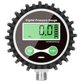 Digital Air Pressure Gauge with 1/4'' NPT Bottom Connector and Rubber Protector, 5-200psi Tire Pressure Gauge, Accuracy 1% F.S.