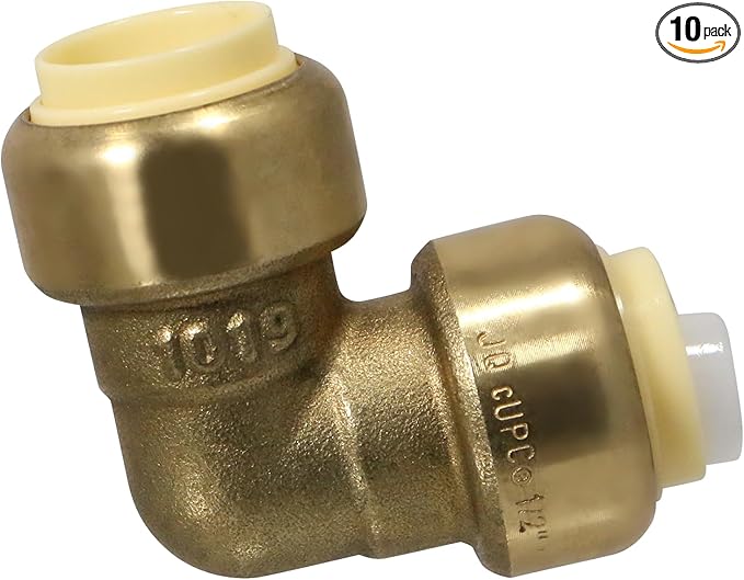 XFITTING Push to Connect 1/2 inch Elbow, Push Fit Elbow, 10 Pieces