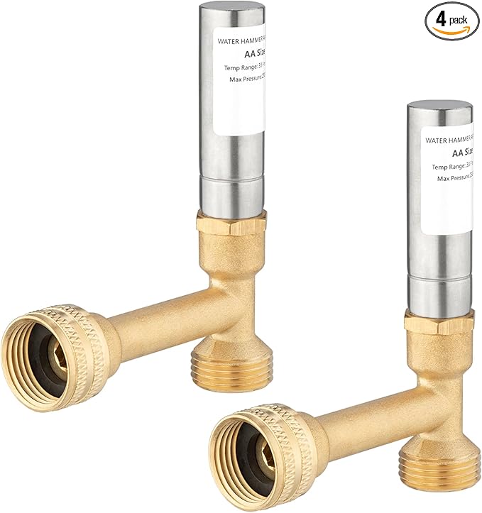 [4 Pieces] Lingmfg Water Hammer Arrestor For Washing Machine, 3/4 Inch Thread Brass LING-WMWHA-SS-O-4