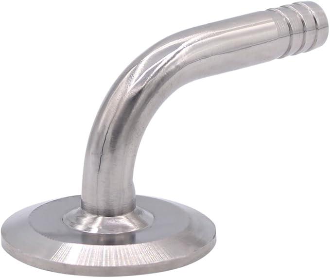 DERNORD Sanitary Hose Barb Pipe Fitting 1.5" Tri Clamp (50.5MM Ferrule) 90 Degree Elbow (Tube OD: 1/2"/12MM (1.5 Tri-clamp))