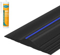 ToLanbbt 12Ft/3.7M Universal Garage Threshold Seal Strip with 300ml Black Sealant/Adhesive, Garage Door Bottom Weatherproof Strip Rubber DIY Weather Stripping Replacement (Black-Blue Line)